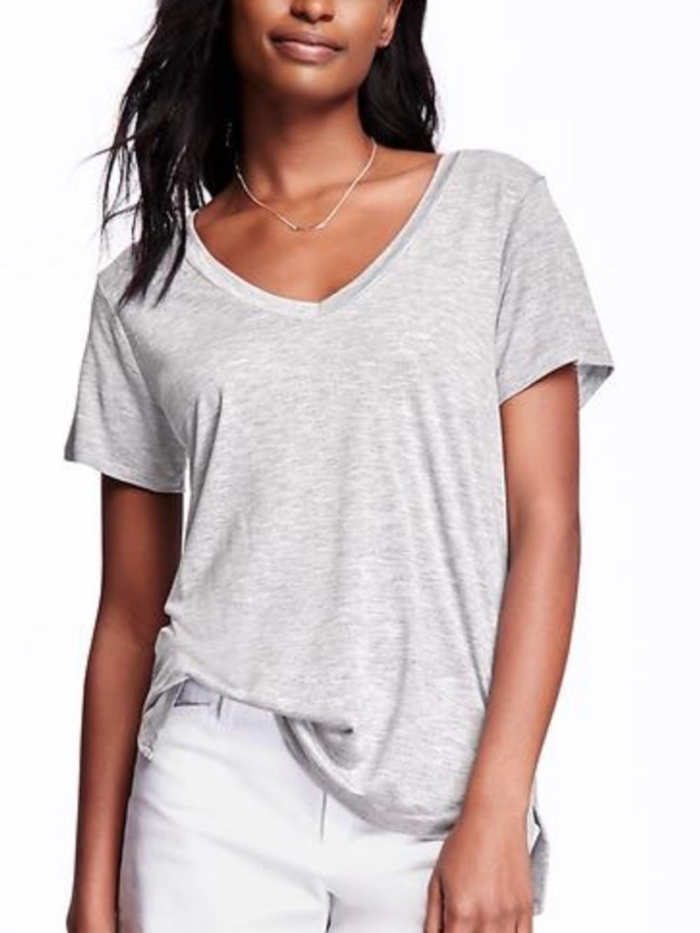 Light Heather Gray Short Sleeve V-Neck T-Shirt